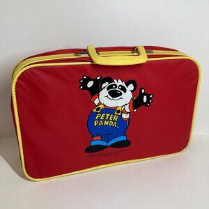 Vintage 1985 Peter Panda Suitcase Child World Children's Palace Red Yellow